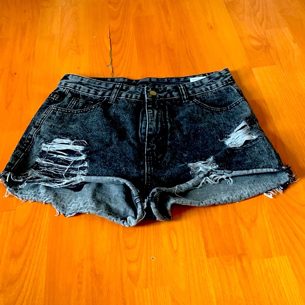 black denim shorts